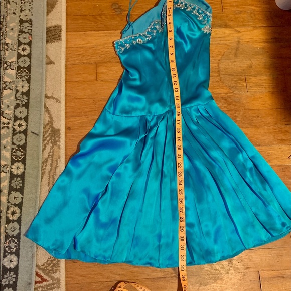 Silk Turquoise Dance Party Dress by Metro Section - Picture 7 of 9